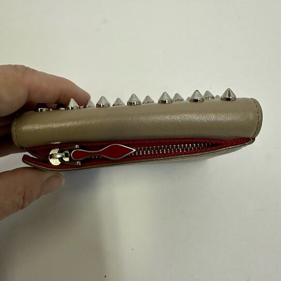 Christian Louboutin Spiked Leather Wallet - Beige with Signature Red Interior - Picture 10 of 14